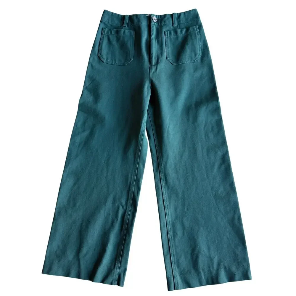 by Anthropologie Green Wide Leg High Rise Pants Casual Trousers Sz 10